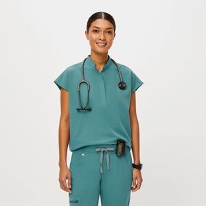 Figs scrub set. Rafaela top & high waisted Zamora jogger.  Hydrogreen.